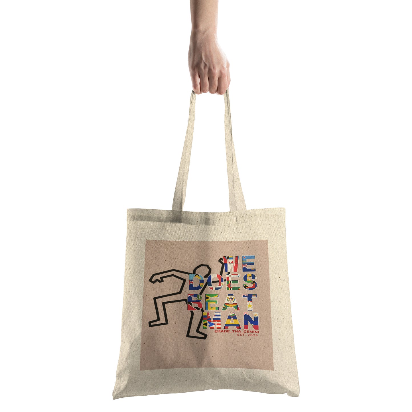 We Does Beat Man Pink Tote